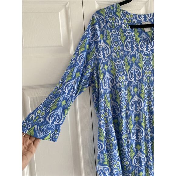 Chicos 2 Womens Large Knit Linen Tunic V Neck Blouse - Picture 3 of 7